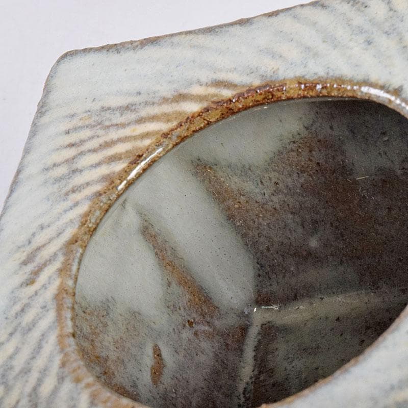 益子焼 島岡達三作 象嵌 四方灰皿 共箱 C R8944