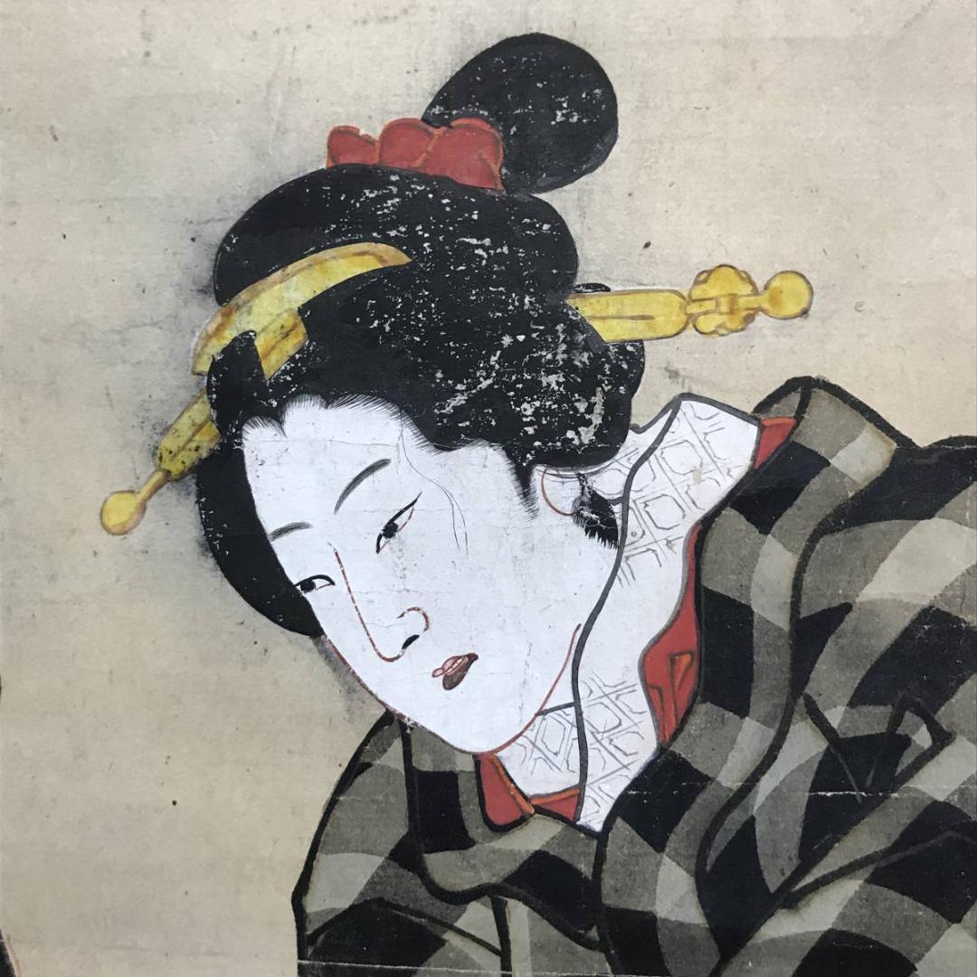 【模写】歌川廣重/安藤広重/浮世絵/美人画/女今川/掛軸/名家伝来/AC-680