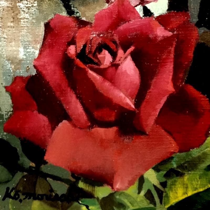 ☆ 森崎 幸 ☆「 薔 薇 」油絵SM独立美術会員