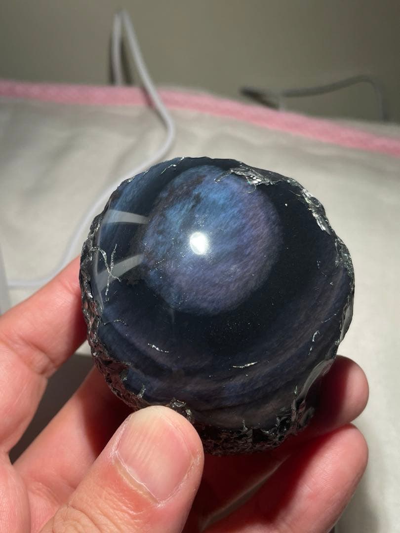 研磨品　十勝石玲瓏　ブルー、パープルシラー　レインボーオブシディアン　特級品