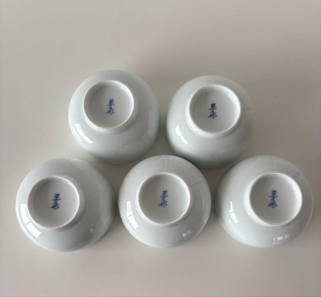 日本の銘窯 人間国宝 井上萬二作 白磁 蓋付湯呑五客＋急須　しおり付