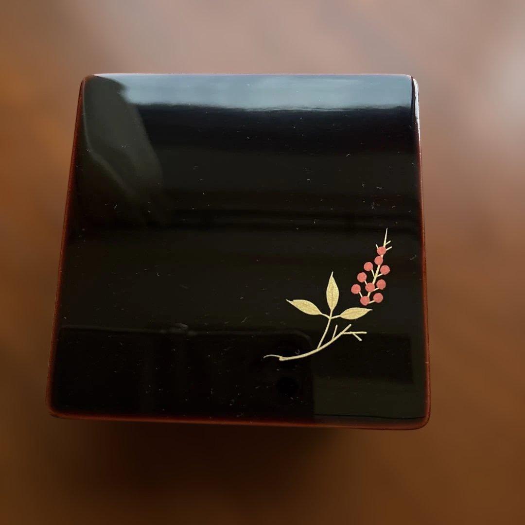 お屠蘇セット 越前漆器　 尺2長角屠蘇器　溜　新丸南天