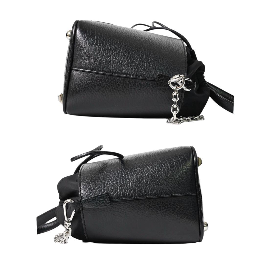 【美品】メゾンマルジェラ ブラック ショルダーバッグ 5ACバケットバッグ