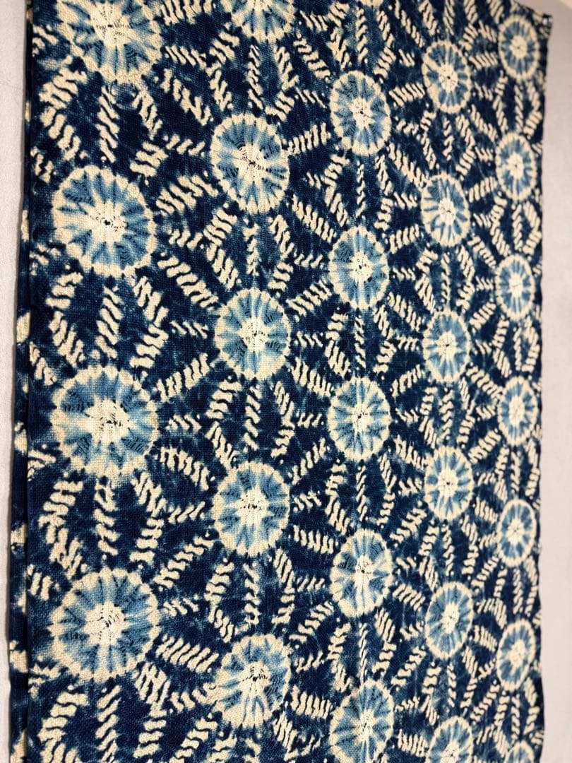 N希少「片野元彦」藍染絞り作家 有松鳴海絞り 天然藍染古布 大阪民藝