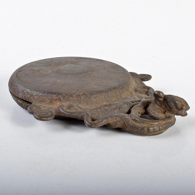 中国　古銅　神獣刻持手　鐸鈴　銅鐸　銅鐘　V　R4375