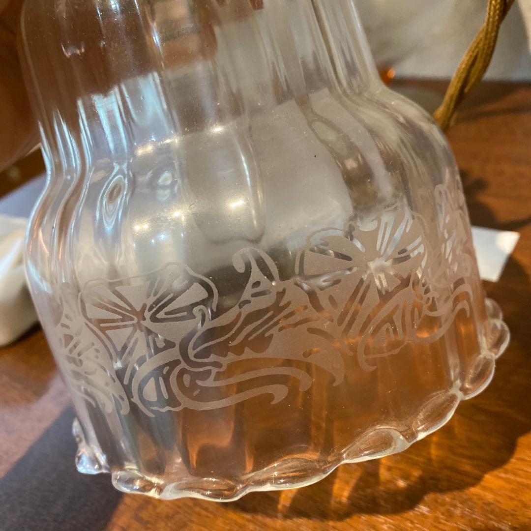 アンティーク ガラス ペンダントライト エッチング模様