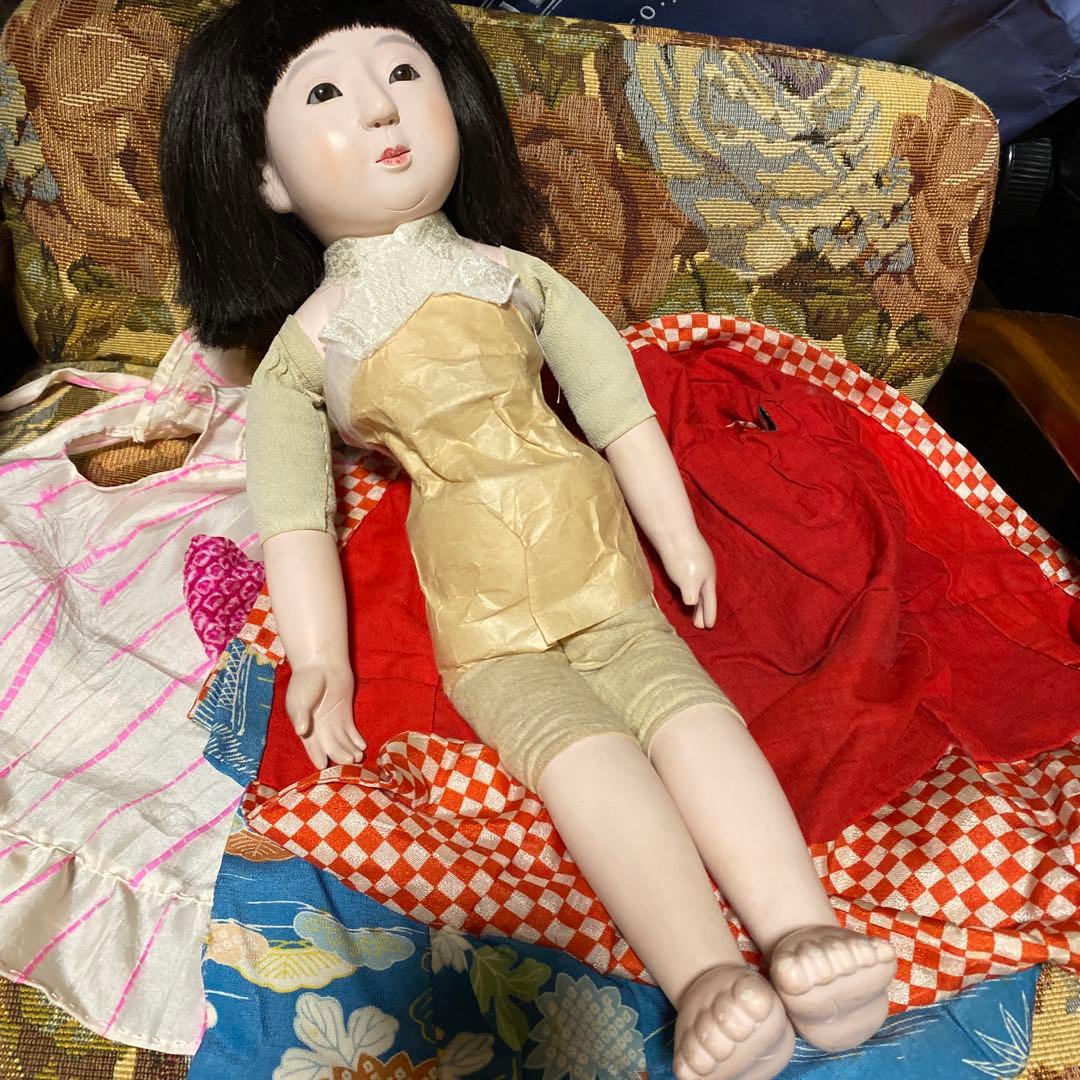 古い市松人形 12号 42cm 昭和初期 色白細面べっぴんさん