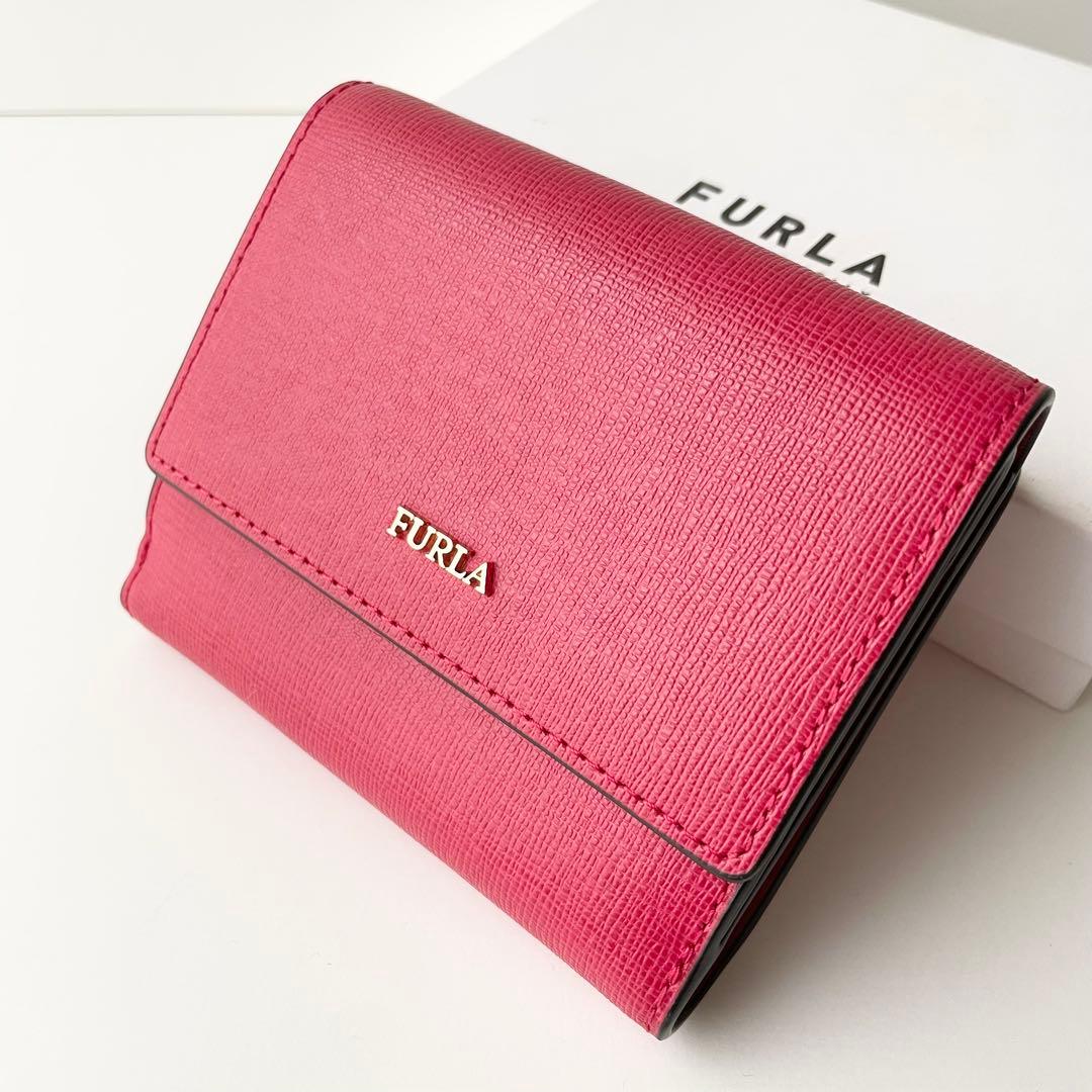 フルラ FURLA 折り財布 バビロン レザー ルビー レッド ほぼ新品