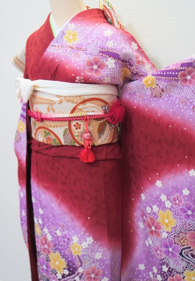振袖フルセット7点セット 3E 振袖 長襦袢 袋帯 帯揚げ 帯締め 重ね衿