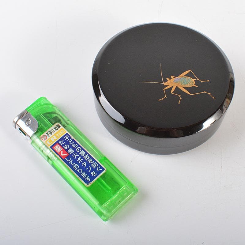 茶道具　輪島塗　荒井喜峰作　蟲蒔絵　螺鈿装飾　香合　共箱　V　R6683