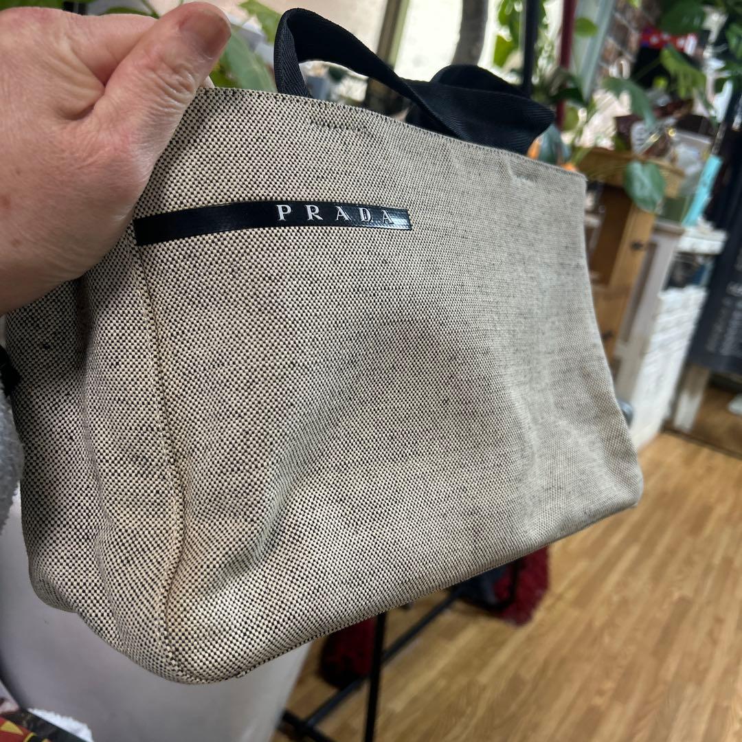 monchi  PRADA キャンバストートバッグ ベージュ/ブラック