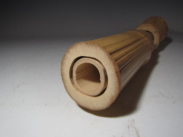 黒田正玄 輪無二重切竹花入「松風」裏千家 十五代