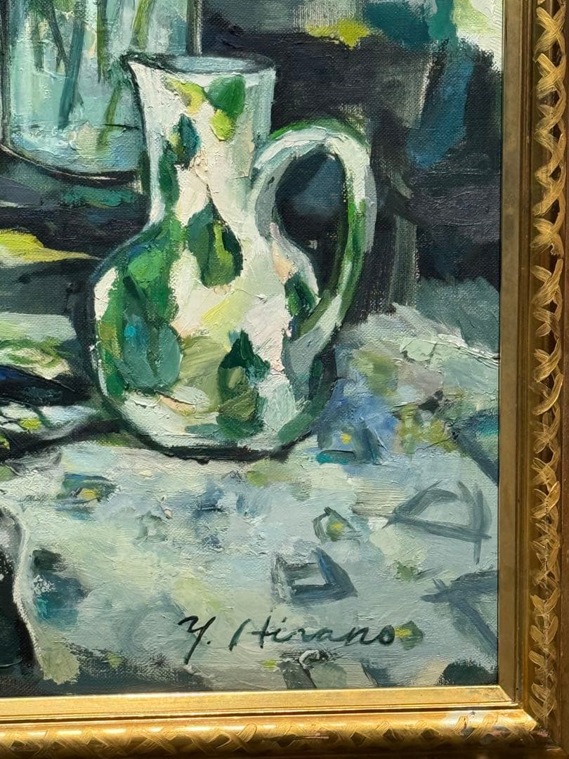 平野能子作 油彩絵 窓を開けて 直筆 示現会作品 額装 送料