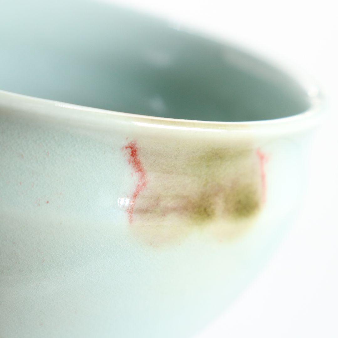 帝室技芸員 初代 諏訪蘇山作 飛青磁茶碗 共箱 M832