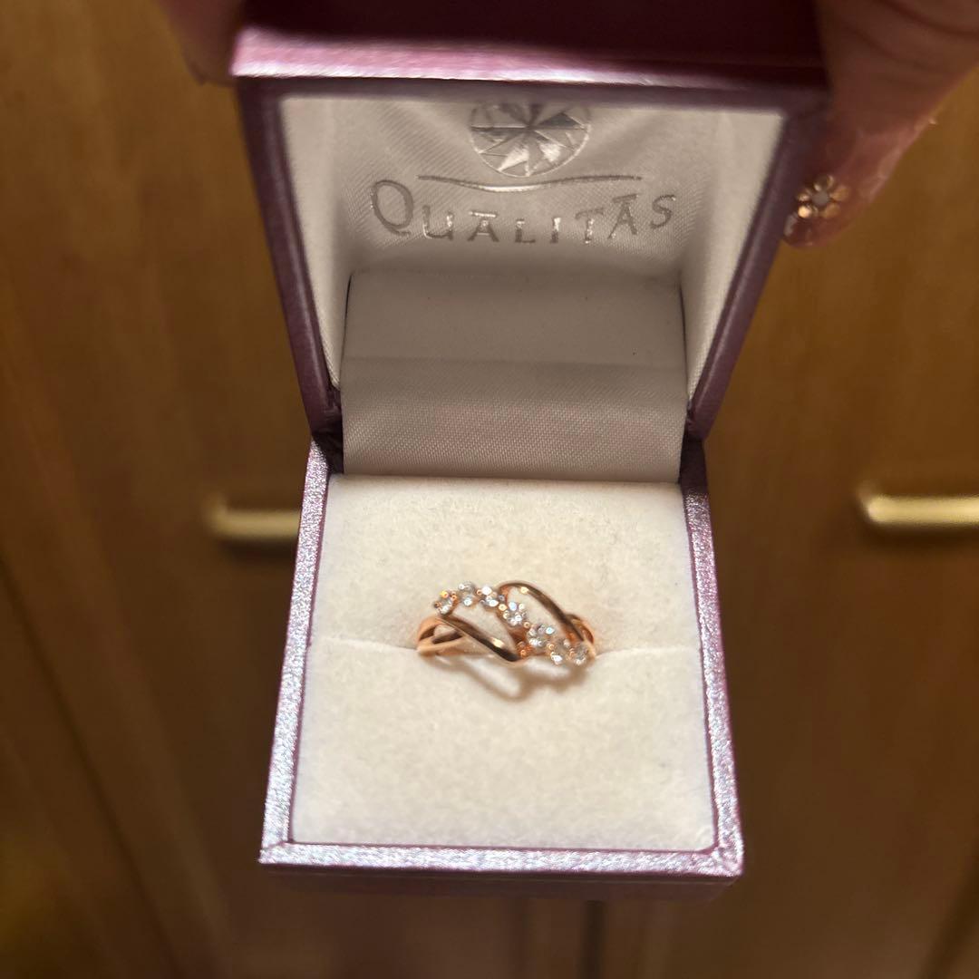 ダイヤ7石付きK18ピンクゴールドリング 11号 美品