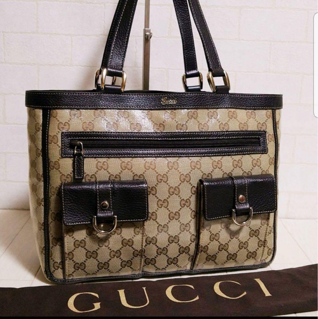 GUCCI ブラック GGパターン ショルダーバッグ