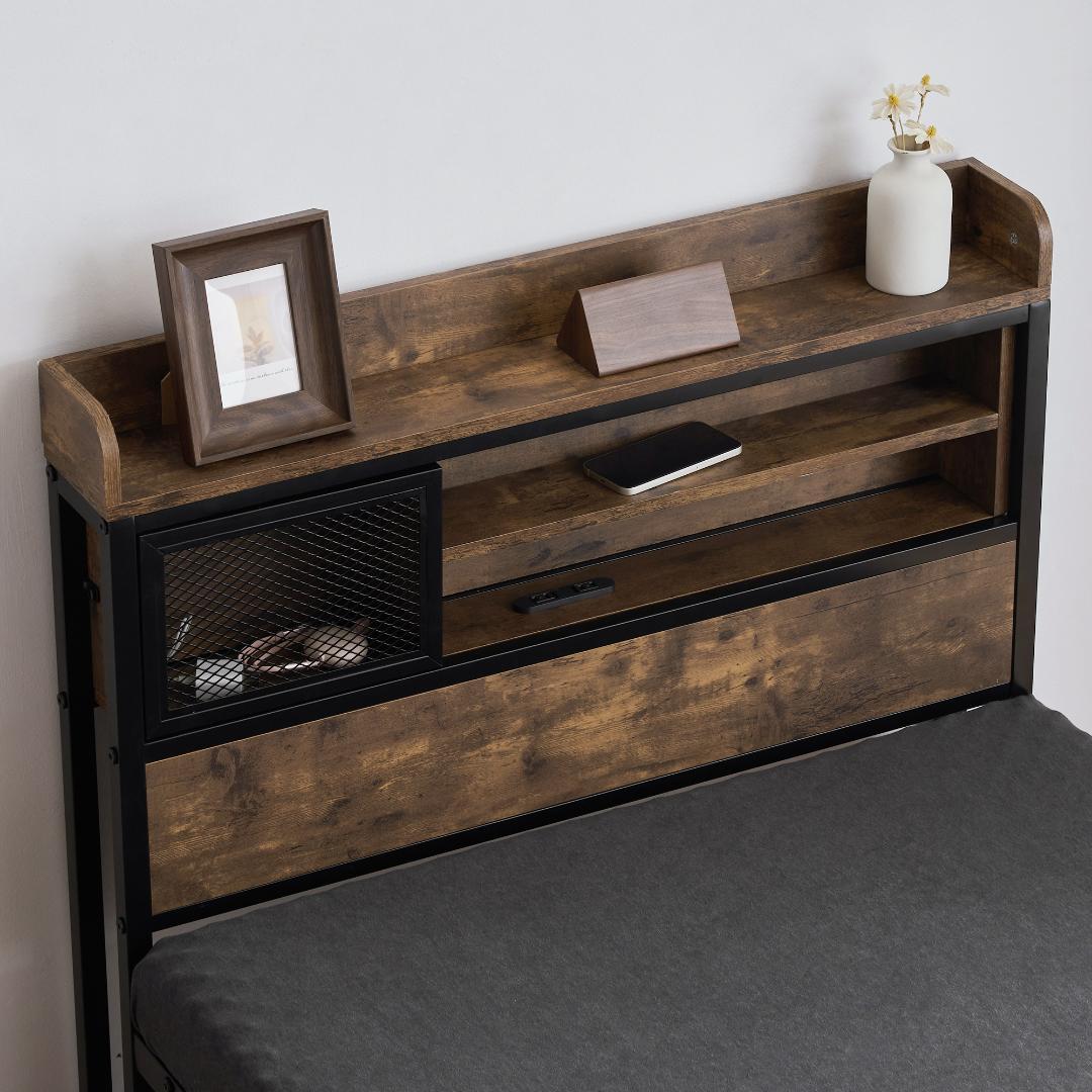 【限定価格ｘ送料無料】超人気！ベッドフレーム（S） パイプベッド コンセント付き