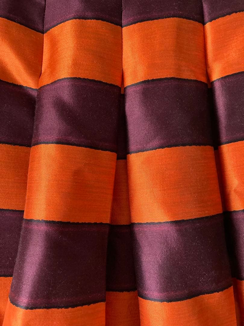 PRADA プラダ シルクプリーツスカート 38 ボーダー ワンピース