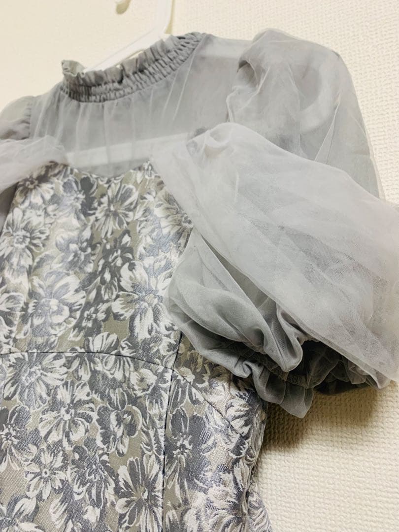 dazzlin シアーベールジャガードワンピース オケージョンドレス グレー M