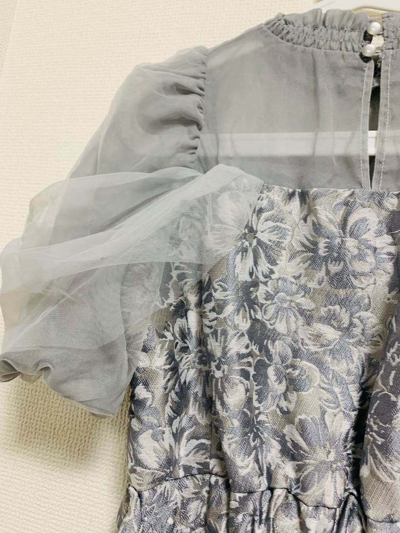 dazzlin シアーベールジャガードワンピース オケージョンドレス グレー M