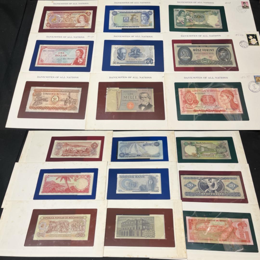 ▽Cc右1064 海外紙幣ピン札BANKNOTES OF NATIONS 72点