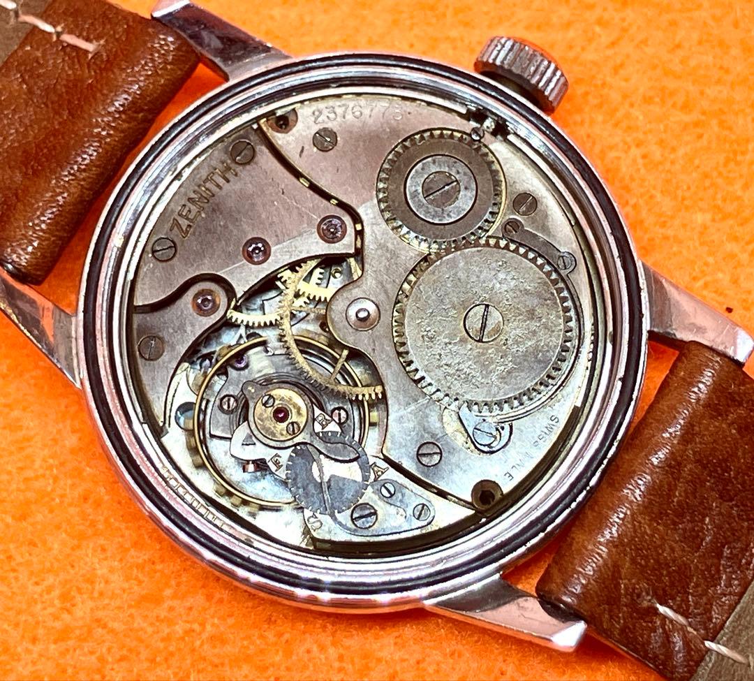 ビンテージZENITH 手巻き時計 ブラック ダイヤル　ショップウォッチ稼働品