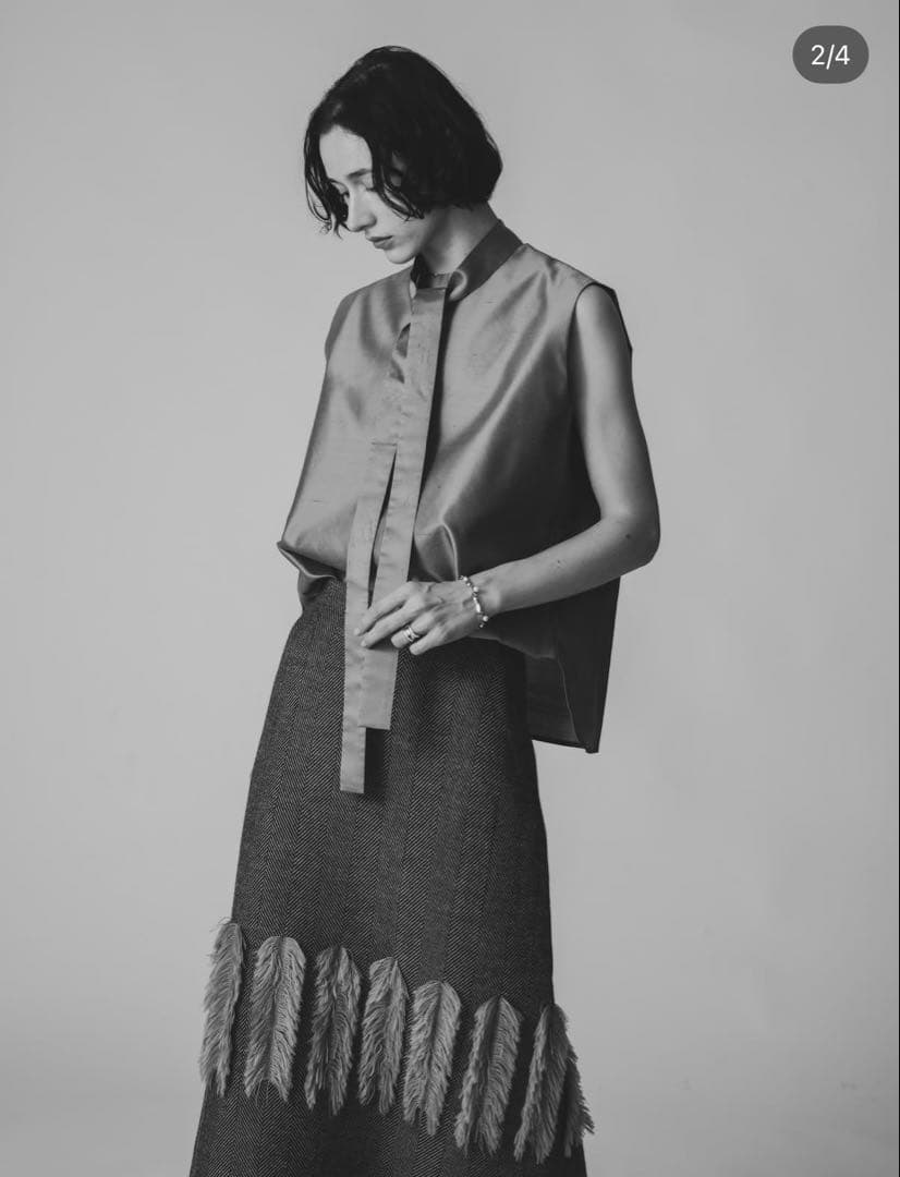 ebure 店舗限定フリルヘリンボーンスカート 38 新品