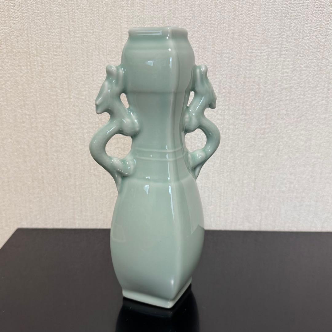 茶道具 《花入》青磁 鳳凰耳瓶