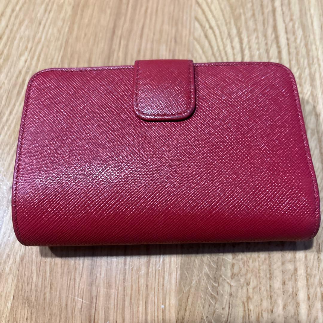 PRADA サフィアーノレザー 二つ折り財布 レッド
