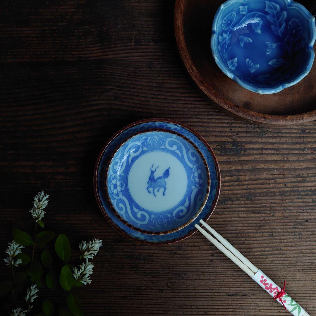 ご成約】古伊万里 染付 七宝繋文 蕎麦猪口 と骨董の器 お