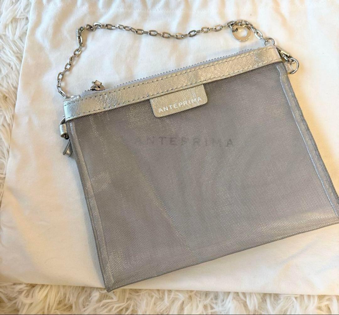 極美品 アンテプリマ スタンダード スクエア シルバー ワイヤーバッグ インナー