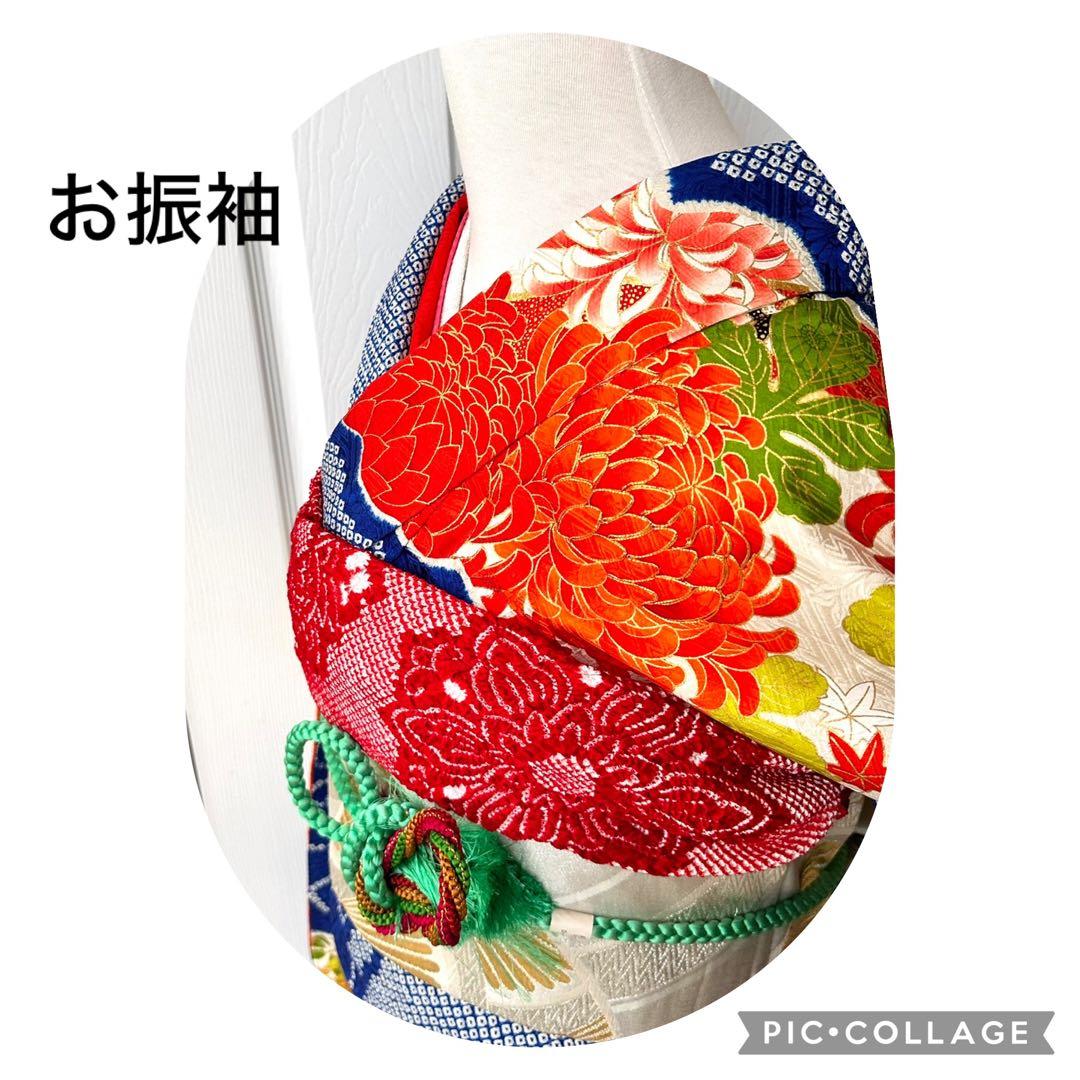 candy 豪華❣️可愛いお振袖です。正絹 合わせ襟 総絞り 紺