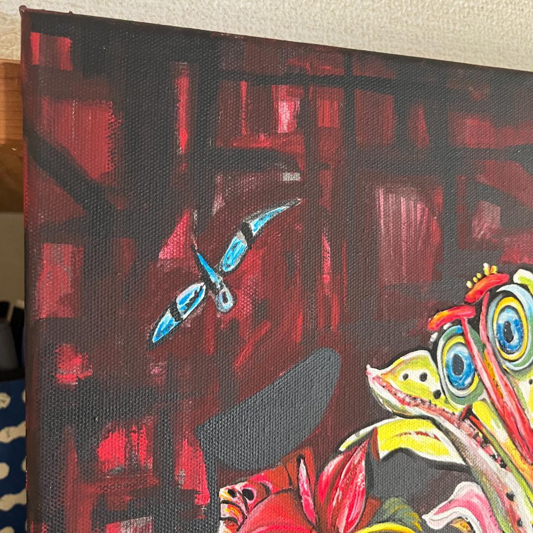 アクリル画：モンスターの花