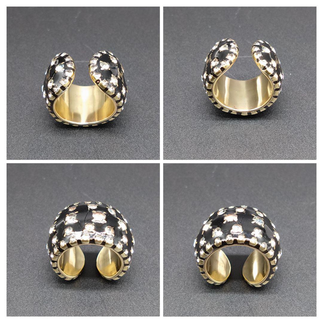CHANEL 希少リング 12.5号 ココマーク ラインストーン 指輪 袋付 黒