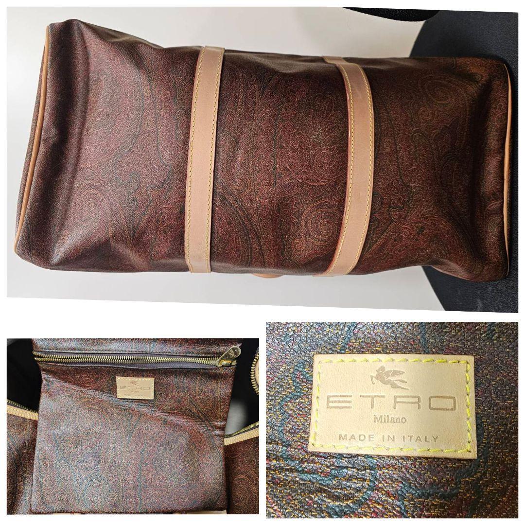 ETRO エトロ ボストンバッグ ポーチ 2WAY ペイズリー柄 ブラウン