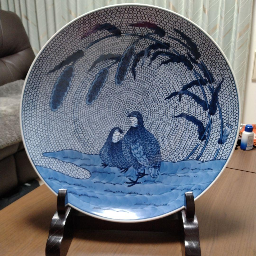 伊万里焼 染付 印判画 人名 窓画 火鉢 古玩 骨董 印判 染付 中鉢 呉須