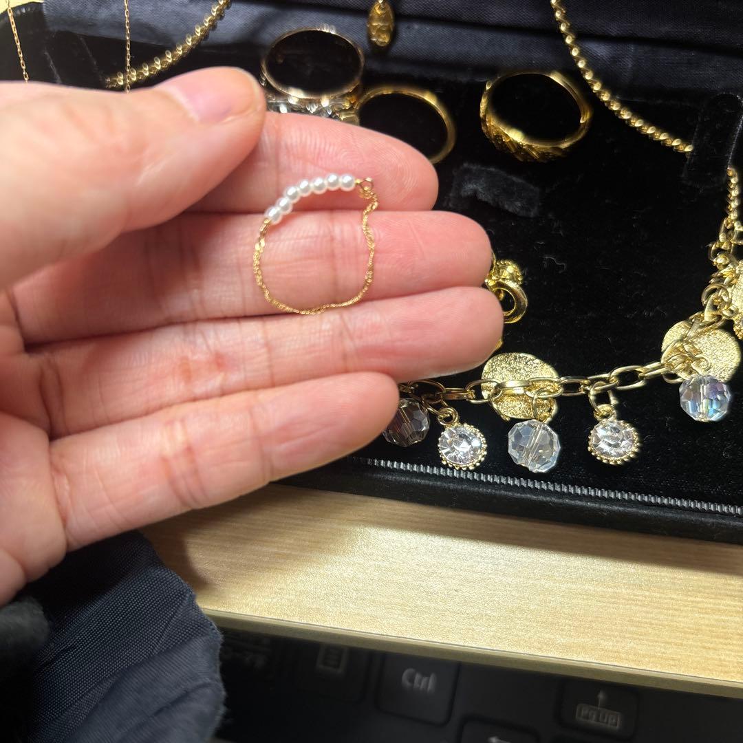 遺品生前整理アクセサリーセットまとめ売りK10など K18チェーンリング