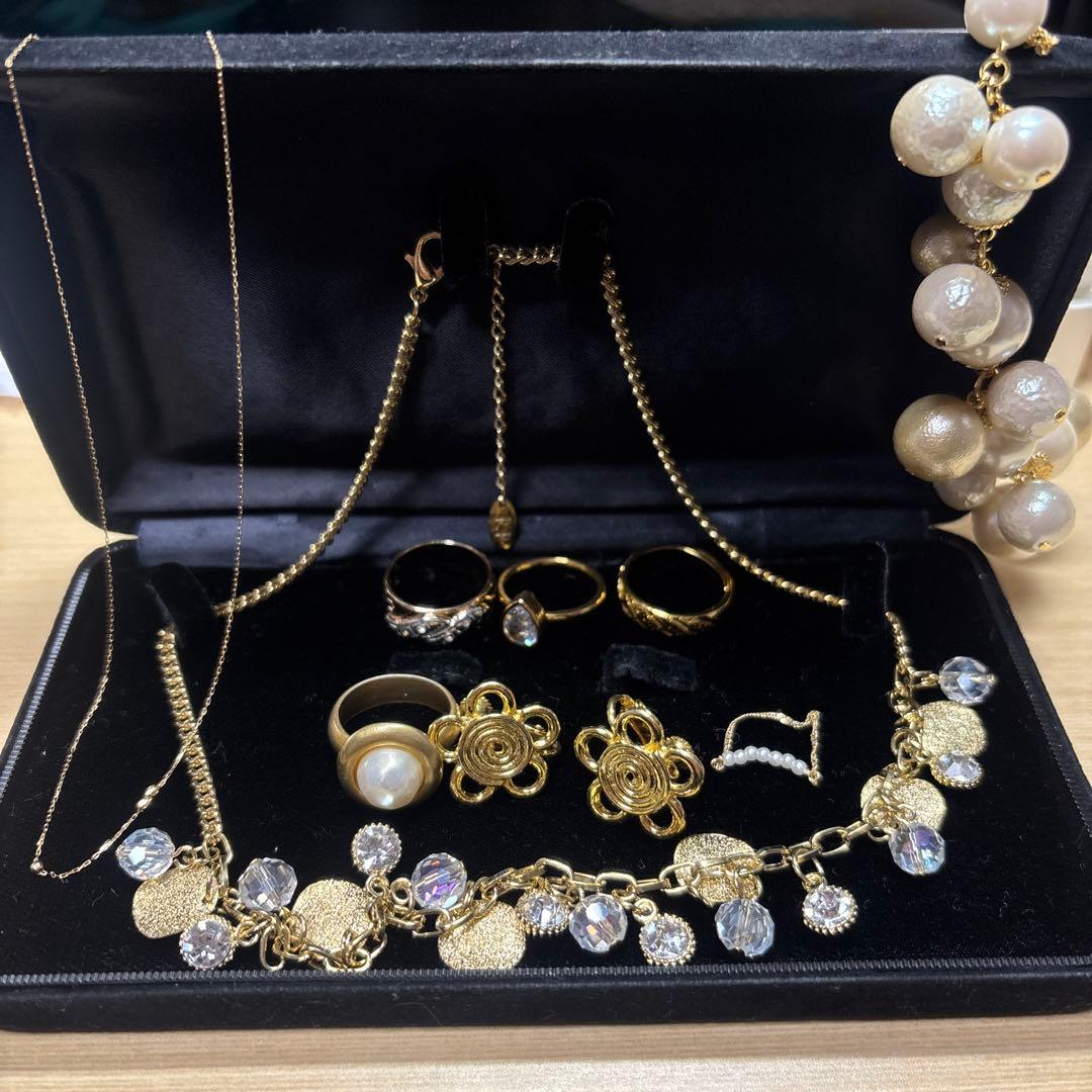 遺品生前整理アクセサリーセットまとめ売りK10など K18チェーンリング