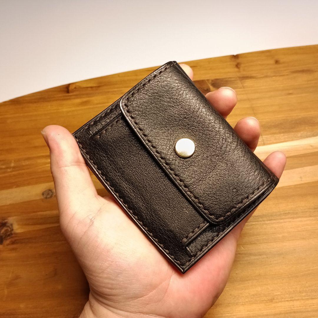 本革 二つ折り 財布 ヌメ革 シボ革 ハンドメイド ミニウォレット genkoh