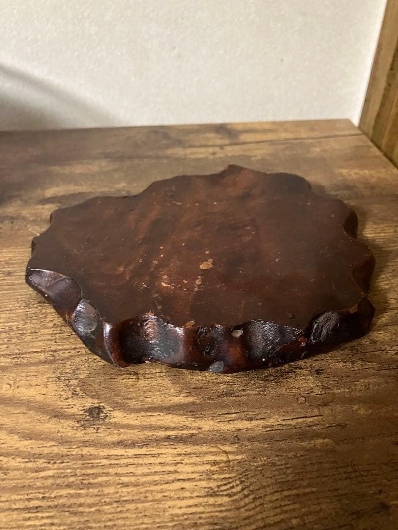 昭和レトロ】 天然木製 一枚板 ミニ花台 香炉台 飾台 オブジェ台 盆栽