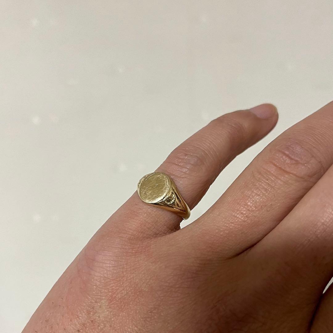 古着 ユーロ ヴィンテージ 9K シグネット リング 18K カレッジリング