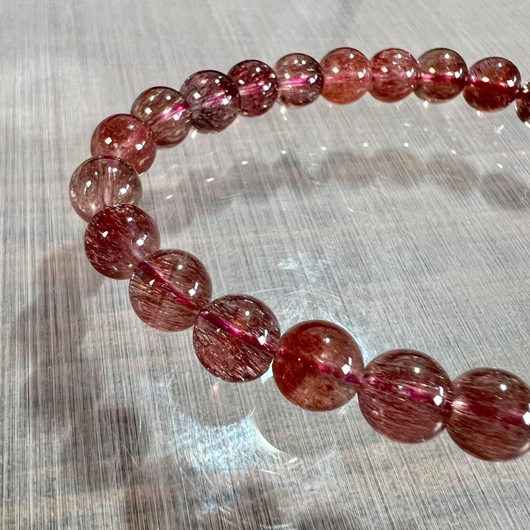 最高級 スーパーセブンブレスレット レッドレピドクロサイトイン