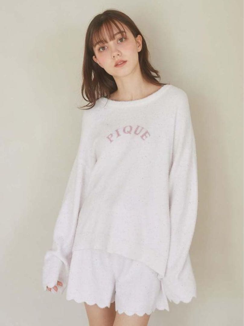 ジェラートピケ　スムーズィーネッププルオーバー＆ショートパンツセット パープル