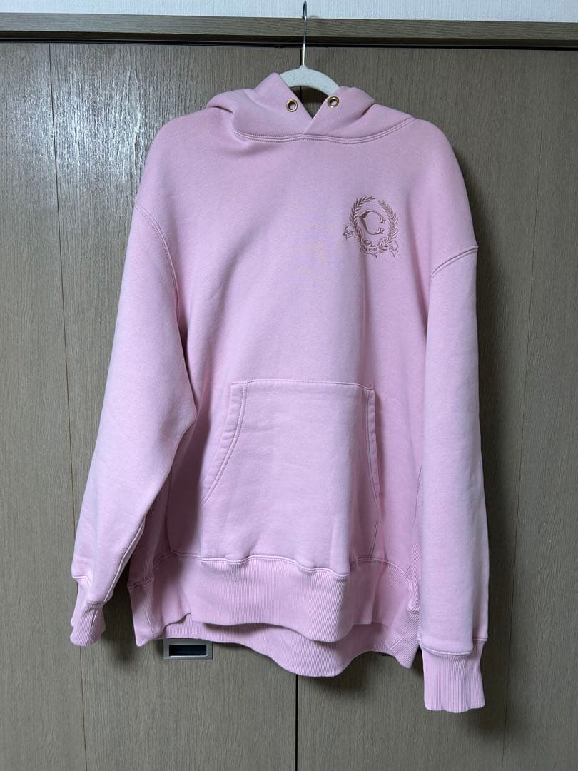 COACH オーバーサイズド シグネチャー ピンク パーカー　ユニセックス XL