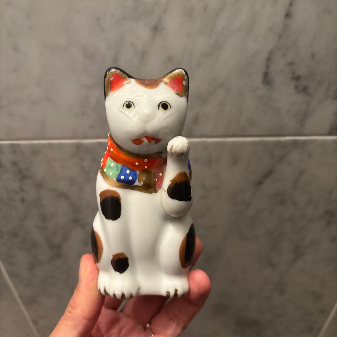 置物□猫 とても可愛らしい眠り猫 オブジェ 古民具 招き猫 江戸後期
