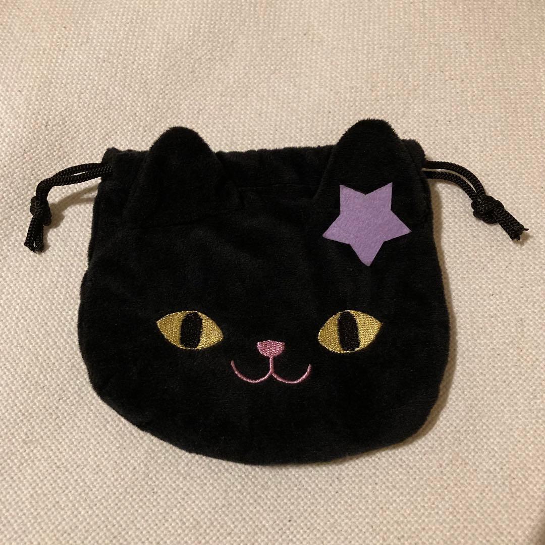黒猫 ネコ型 巾着 ポーチ ふわふわ モコモコ - メルカリ