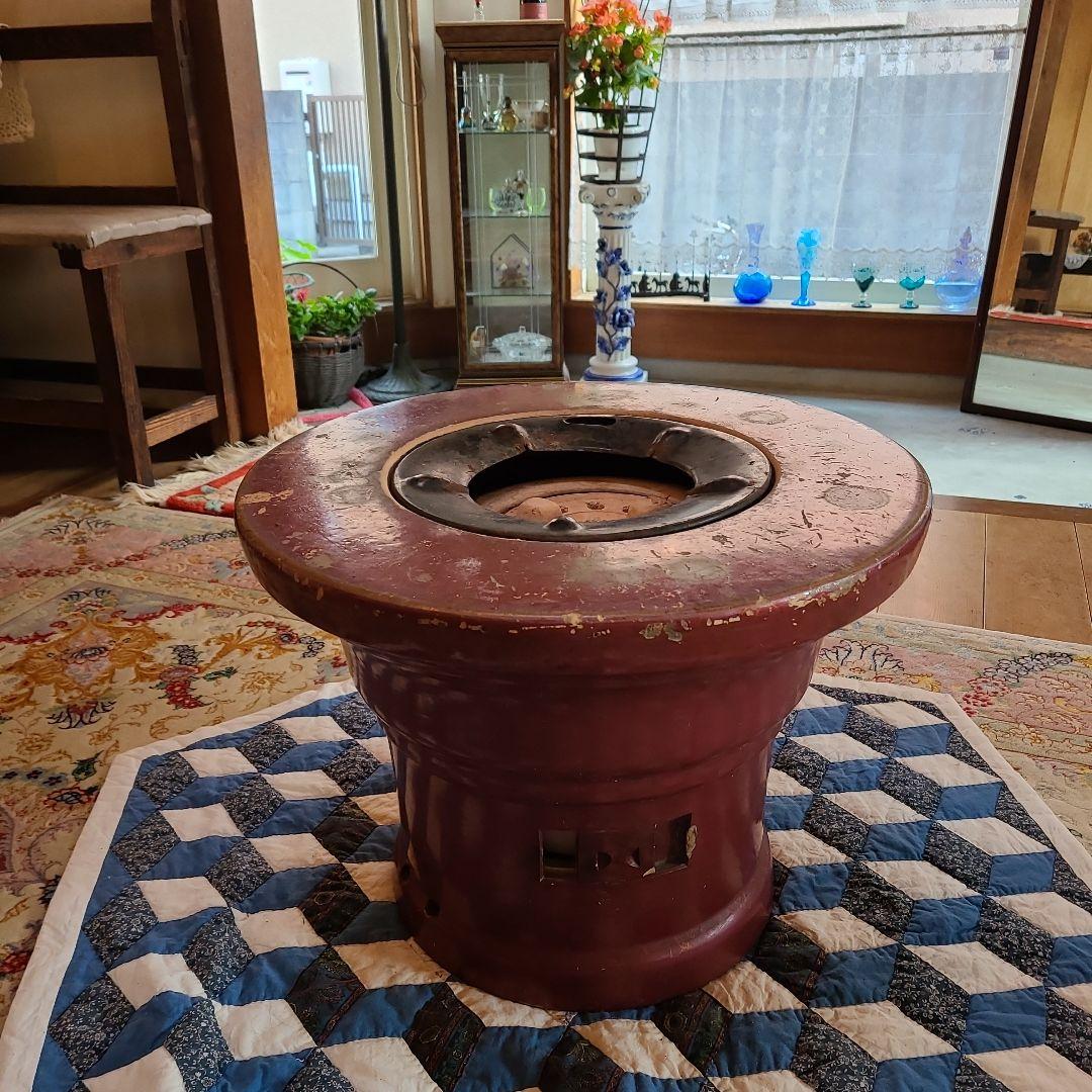 希少【昭和レトロ】練炭火鉢 七輪付き陶器火鉢 大正ロマン