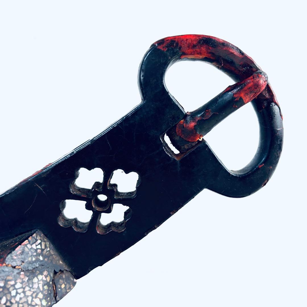 【希少品】鎧　あぶみ　馬具　武具　江戸時代　螺鈿　家紋　古鉄地　古美術　時代物