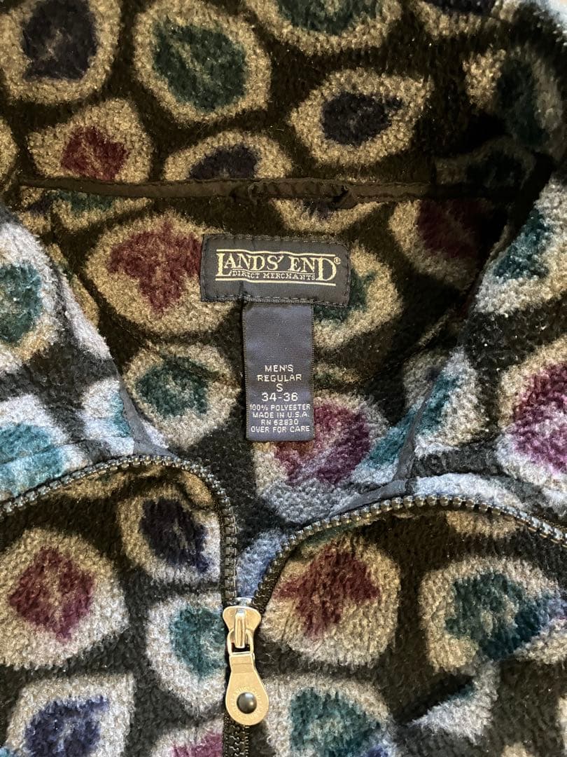 レア　90s lands end 総柄フリース
