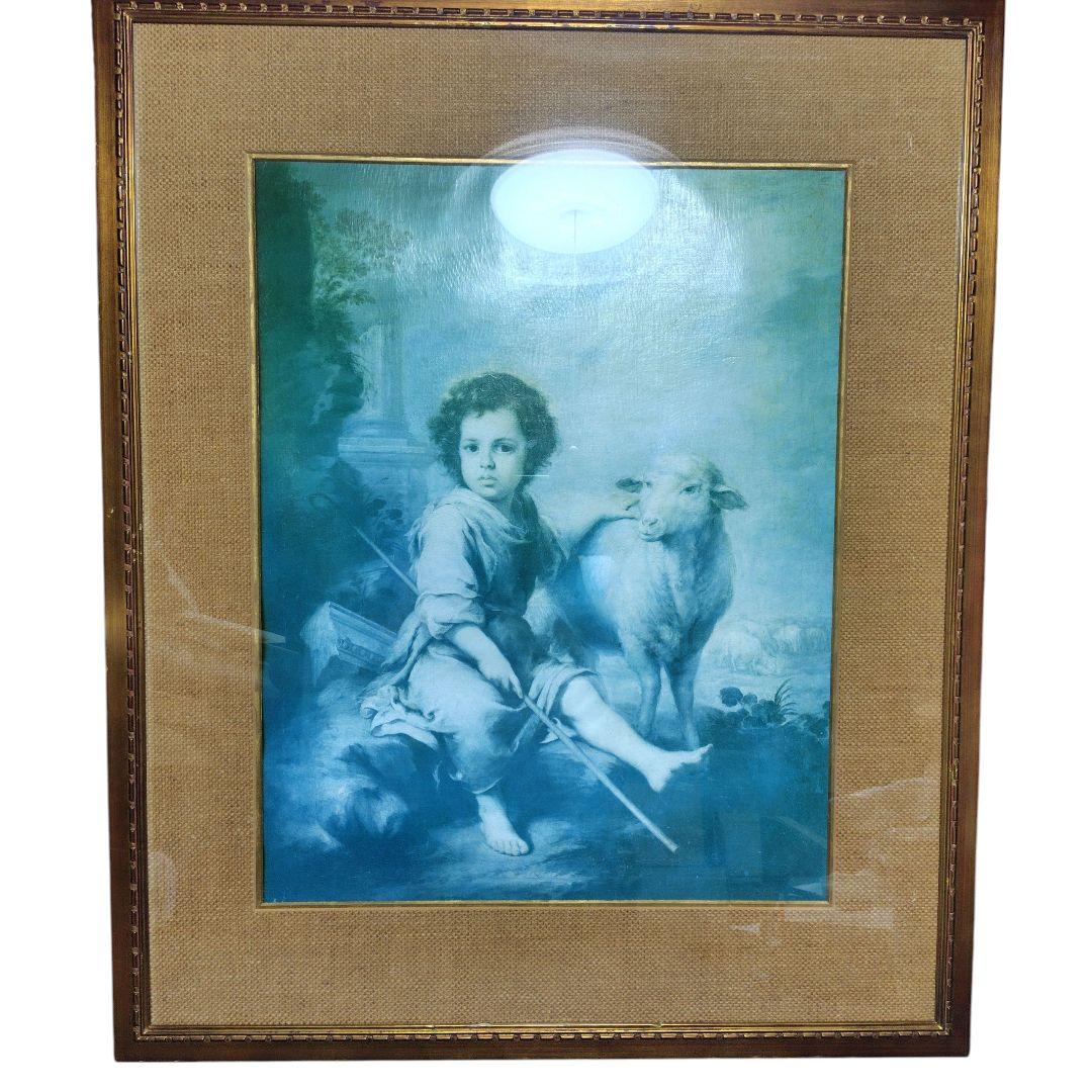 宗教画 複製画 額装 ムリーリョ 善き羊飼い